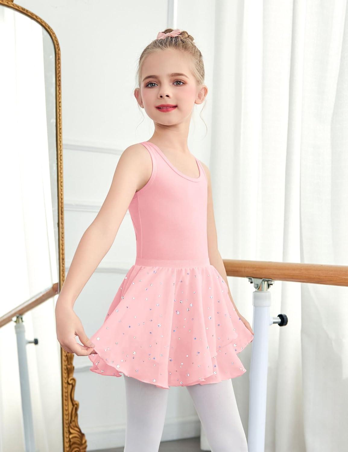 image:imageZaclotre Girls Ballet Leotards Toddler Hollow Back Dance Dress Outfit with Removable Shiny Skirt ComboBallet Pink