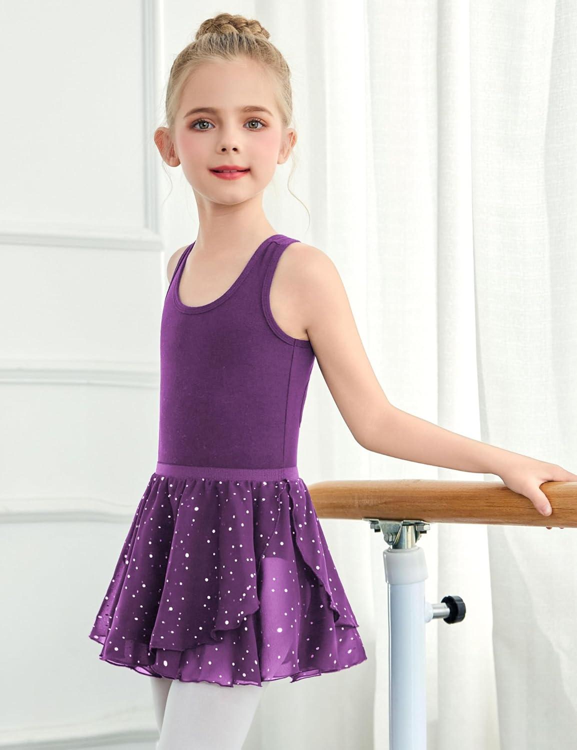 image:imageZaclotre Girls Ballet Leotards Toddler Hollow Back Dance Dress Outfit with Removable Shiny Skirt ComboDark Purple