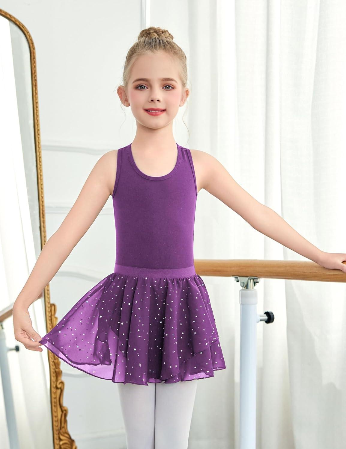 image:imageZaclotre Girls Ballet Leotards Toddler Hollow Back Dance Dress Outfit with Removable Shiny Skirt ComboDark Purple