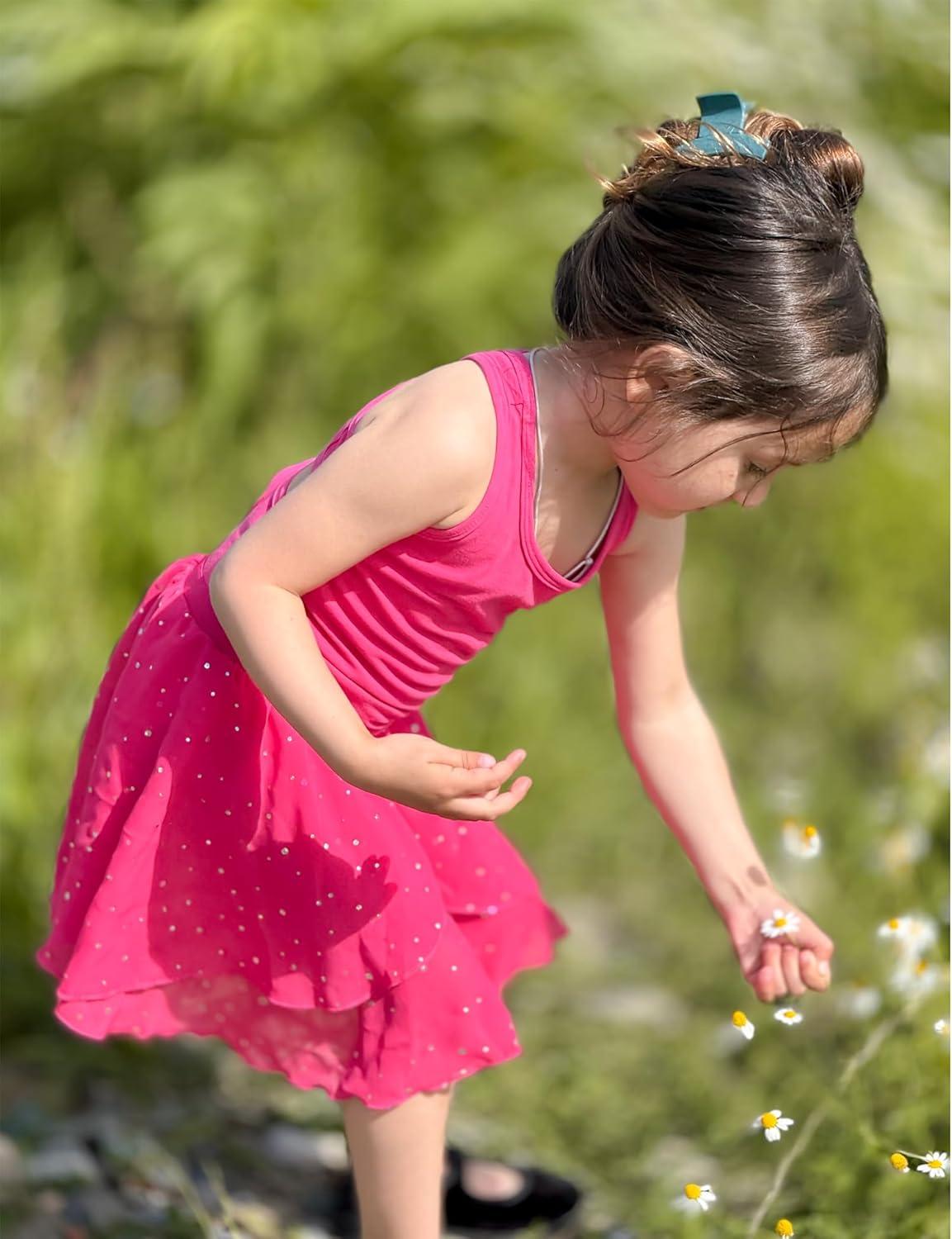 image:imageZaclotre Girls Ballet Leotards Toddler Hollow Back Dance Dress Outfit with Removable Shiny Skirt ComboRose Red