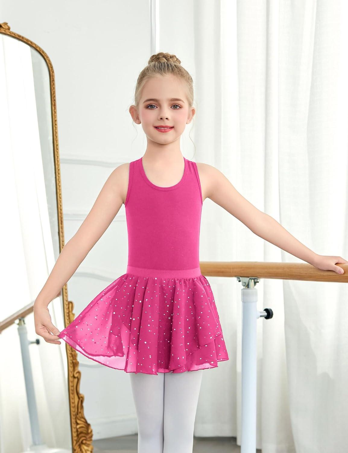image:imageZaclotre Girls Ballet Leotards Toddler Hollow Back Dance Dress Outfit with Removable Shiny Skirt ComboRose Red