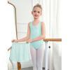 Zaclotre Girls Ballet Leotards Toddler Hollow Back Dance Dress Outfit with Removable Shiny Skirt Combo(Aqua Green)