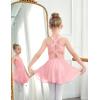 Zaclotre Girls Ballet Leotards Toddler Hollow Back Dance Dress Outfit with Removable Shiny Skirt Combo(Ballet Pink)