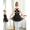 Zaclotre Girls Ballet Leotards Toddler Hollow Back Dance Dress Outfit with Removable Shiny Skirt Combo(Black)
