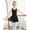 Zaclotre Girls Ballet Leotards Toddler Hollow Back Dance Dress Outfit with Removable Shiny Skirt Combo(Black)