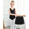 Zaclotre Girls Ballet Leotards Toddler Hollow Back Dance Dress Outfit with Removable Shiny Skirt Combo(Black)