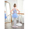 Zaclotre Girls Ballet Leotards Toddler Hollow Back Dance Dress Outfit with Removable Shiny Skirt Combo(Blue)