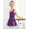 Zaclotre Girls Ballet Leotards Toddler Hollow Back Dance Dress Outfit with Removable Shiny Skirt Combo(Dark Purple)