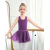Zaclotre Girls Ballet Leotards Toddler Hollow Back Dance Dress Outfit with Removable Shiny Skirt Combo(Dark Purple)
