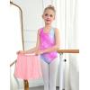 Zaclotre Girls Ballet Leotards Toddler Hollow Back Dance Dress Outfit with Removable Shiny Skirt Combo(Diamond Pink)