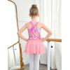 Zaclotre Girls Ballet Leotards Toddler Hollow Back Dance Dress Outfit with Removable Shiny Skirt Combo(Diamond Pink)