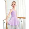 Zaclotre Girls Ballet Leotards Toddler Hollow Back Dance Dress Outfit with Removable Shiny Skirt Combo(Lilac)