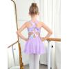 Zaclotre Girls Ballet Leotards Toddler Hollow Back Dance Dress Outfit with Removable Shiny Skirt Combo(Purple Butterfly)