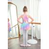 Zaclotre Girls Ballet Leotards Toddler Hollow Back Dance Dress Outfit with Removable Shiny Skirt Combo(Rainbow Leopard)