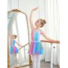 Zaclotre Girls Ballet Leotards Toddler Hollow Back Dance Dress Outfit with Removable Shiny Skirt Combo(Rainbow Mermaid)