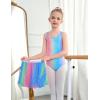 Zaclotre Girls Ballet Leotards Toddler Hollow Back Dance Dress Outfit with Removable Shiny Skirt Combo(Rainbow Mermaid)