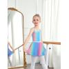 Zaclotre Girls Ballet Leotards Toddler Hollow Back Dance Dress Outfit with Removable Shiny Skirt Combo(Rainbow Mermaid)