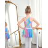 Zaclotre Girls Ballet Leotards Toddler Hollow Back Dance Dress Outfit with Removable Shiny Skirt Combo(Rainbow Mermaid)