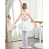 Zaclotre Girls Ballet Leotards Toddler Hollow Back Dance Dress Outfit with Removable Shiny Skirt Combo(White)