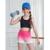 Zaclotre Girls Athletic Shorts Kids High Waisted Gymnastic Dance Biker Shorts Casual Comfy Yoga Shorts 5-14 Years(Gradient Rose)