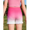 Zaclotre Girls Athletic Shorts Kids High Waisted Gymnastic Dance Biker Shorts Casual Comfy Yoga Shorts 5-14 Years(Gradient Rose)