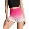 Zaclotre Girls Athletic Shorts Kids High Waisted Gymnastic Dance Biker Shorts Casual Comfy Yoga Shorts 5-14 Years(Gradient Rose)