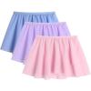 Zaclotre 3 Pack Girls Ballet Skirts Dance Skirt Chiffon Wrap for Toddler/Kids/Little Girl Dancewear(3-pack Pink/Blue/Purple)