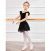 Zaclotre Girls Ballet Leotards Toddler Ruffle Sleeve Bow Back Dance Outfits Leotard with Removable Shinny Skirt Combo(Black)