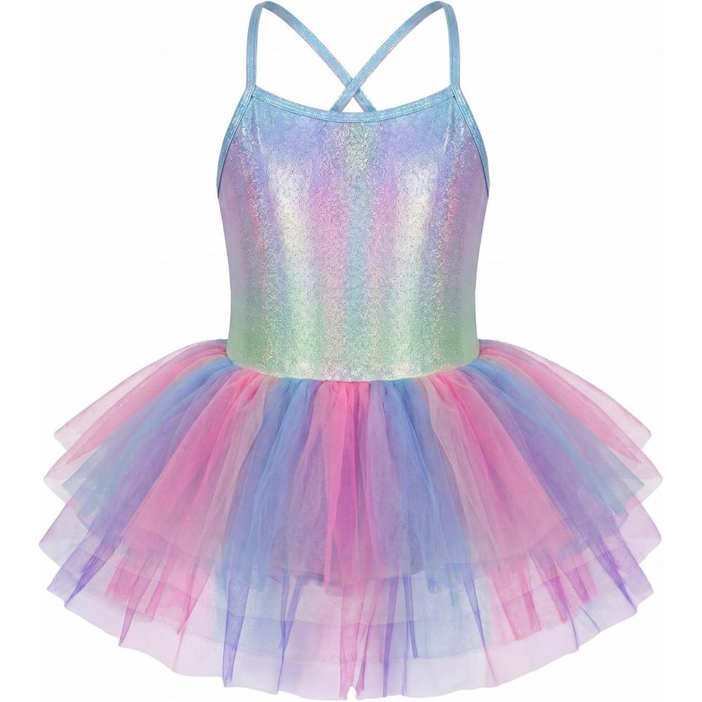image:imageZaclotre Ballet Leotards for Toddler Girls 4 Layers Cross Back Dance Dress Camisole Tutu CostumeRainbow