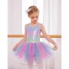 Zaclotre Ballet Leotards for Toddler Girls 4 Layers Cross Back Dance Dress Camisole Tutu Costume(Rainbow)