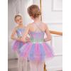 Zaclotre Ballet Leotards for Toddler Girls 4 Layers Cross Back Dance Dress Camisole Tutu Costume(Rainbow)