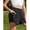 Zaclotre Girls Athletic Shorts with Pockets Elastic Waist 2 in 1 Running Shorts for Teen Kids Sports Active Soccer Shorts(Black)