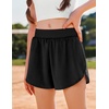 Zaclotre Girls Athletic Shorts with Pockets Elastic Waist 2 in 1 Running Shorts for Teen Kids Sports Active Soccer Shorts(Black)
