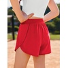 Zaclotre Girls Athletic Shorts with Pockets Elastic Waist 2 in 1 Running Shorts for Teen Kids Sports Active Soccer Shorts(Red)