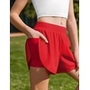 Zaclotre Girls Athletic Shorts with Pockets Elastic Waist 2 in 1 Running Shorts for Teen Kids Sports Active Soccer Shorts(Red)