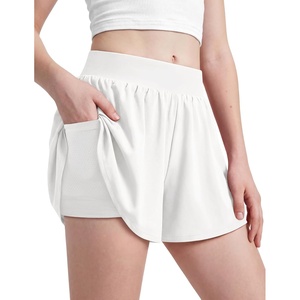 Zaclotre Girls Athletic Shorts with Pockets Elastic Waist 2 in 1 Running Shorts for Teen Kids Sports Active Soccer Shorts(White)