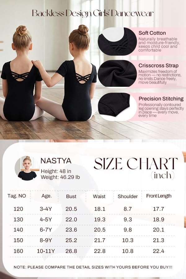 image:imageZaclotre Short Sleeve Leotards for Girls CrissCross Back Ballet Dance Clothes Gymnastics OutfitGreen