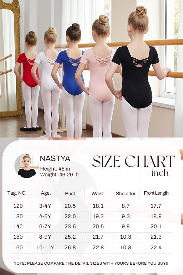 image:imageZaclotre Short Sleeve Leotards for Girls CrissCross Back Ballet Dance Clothes Gymnastics OutfitRed