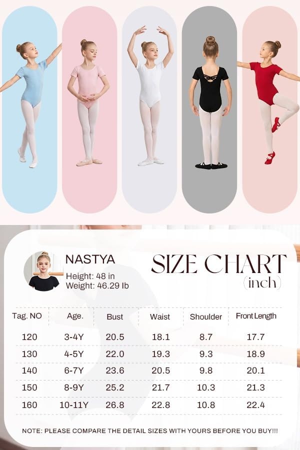 image:imageZaclotre Short Sleeve Leotards for Girls CrissCross Back Ballet Dance Clothes Gymnastics OutfitWhite