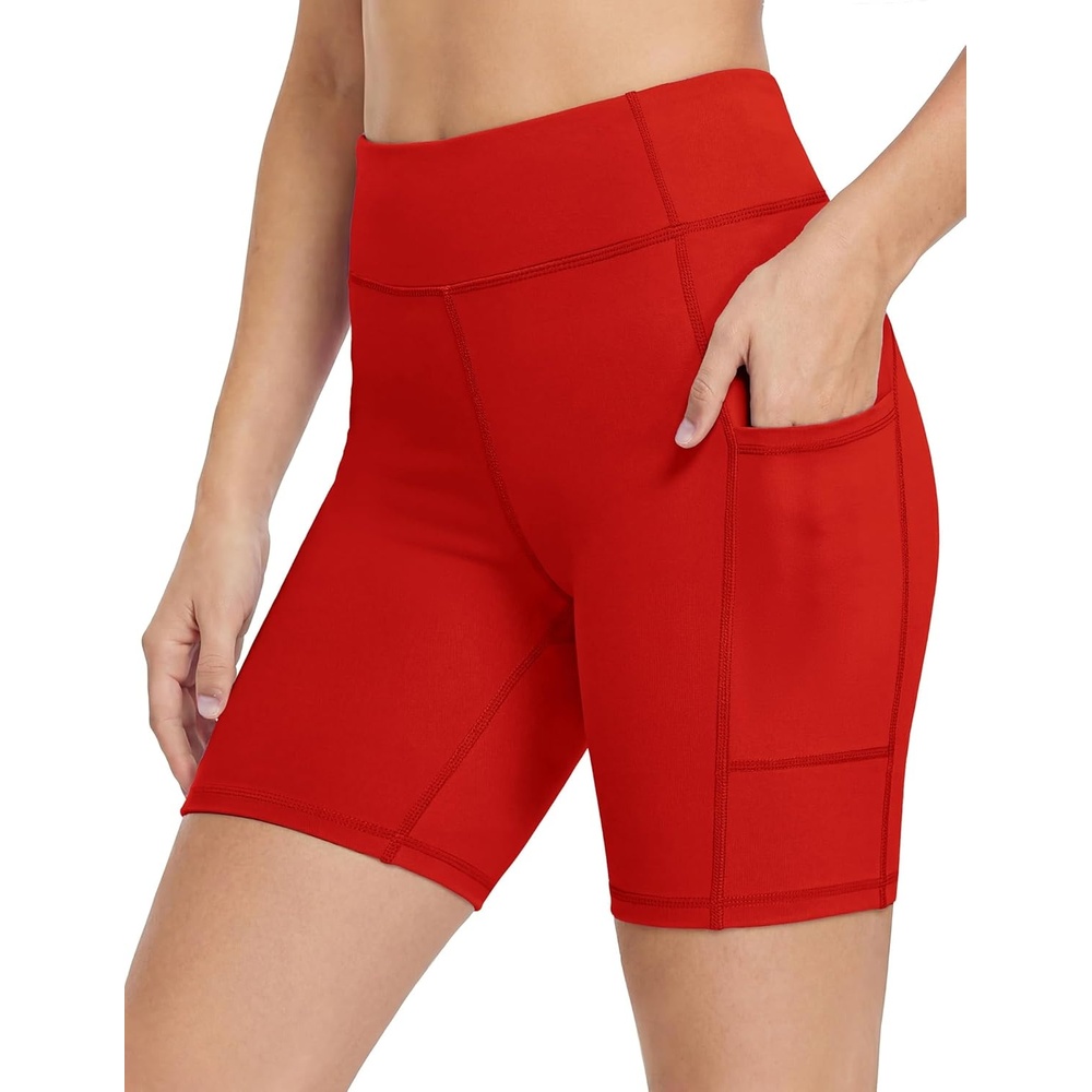 image:imageZaclotre Girls Bike Shorts with Pockets Kids 5 High Waisted Yoga Workout Athletic Running Volleyball Spandex ShortsRed