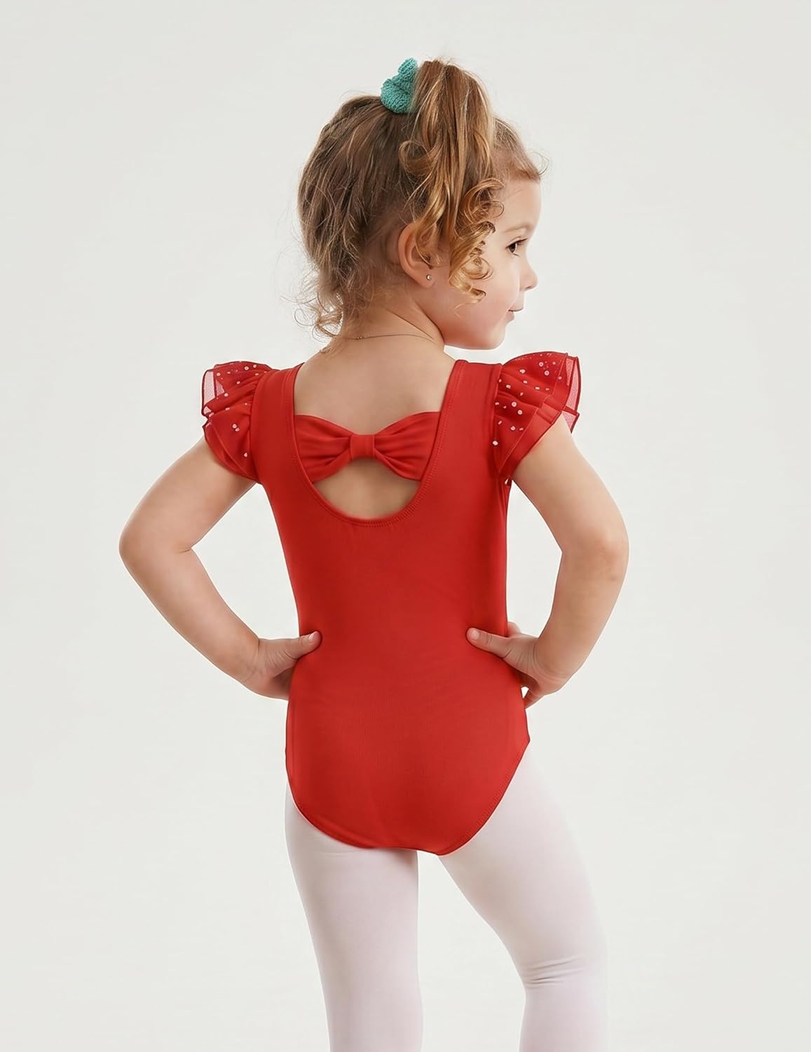 image:imageZaclotre Ballet Leotards for Girls Bow Back Chiffon Ruffle Sleeve Toddler Dance Leotard Gymnastics OutfitRed