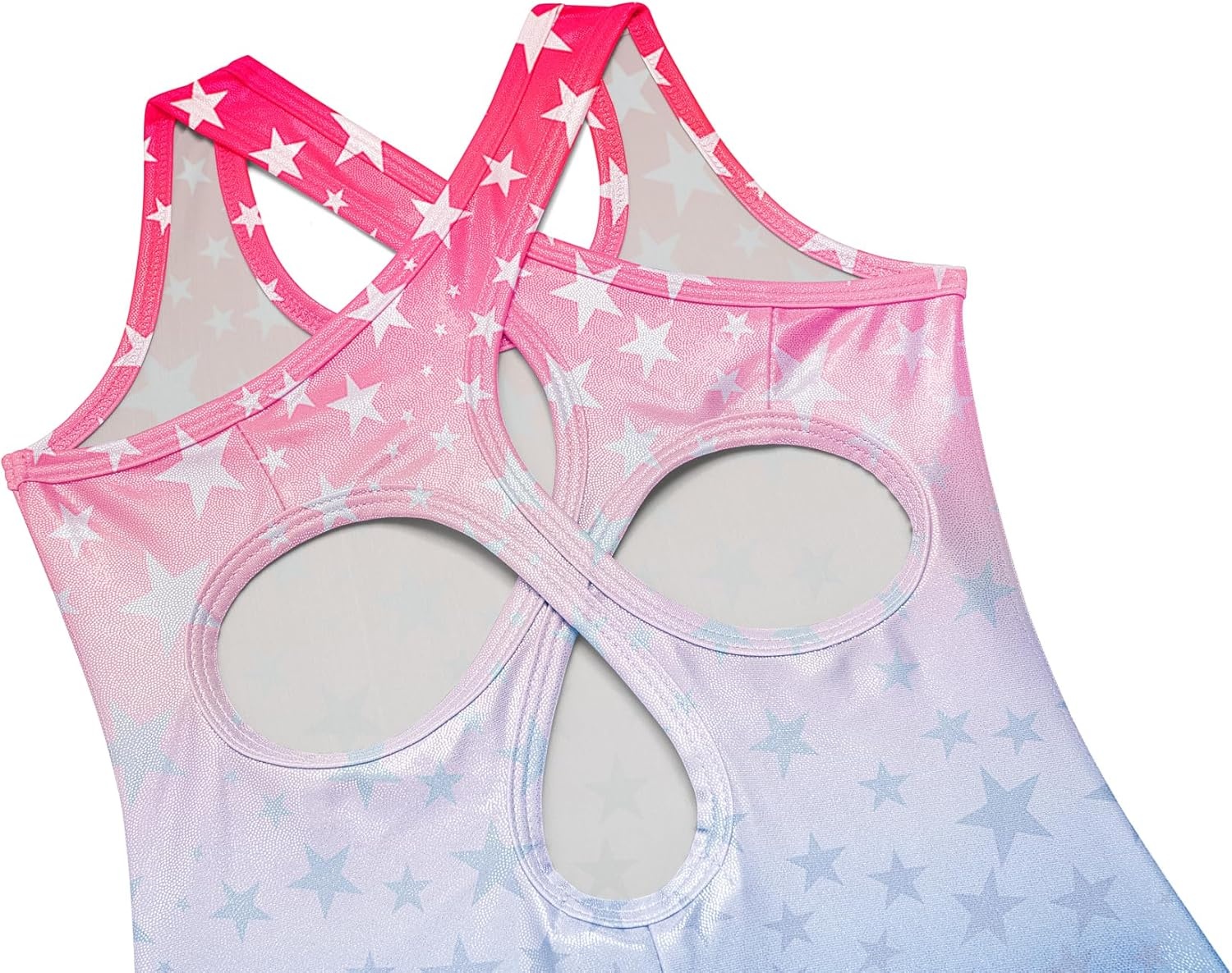 image:imageZaclotre Gymnastics Leotards for Girls Hollow Back Sparkly Sleeveless Dance Leotard Unitards with Gym Shorts ComboAmerican Flag