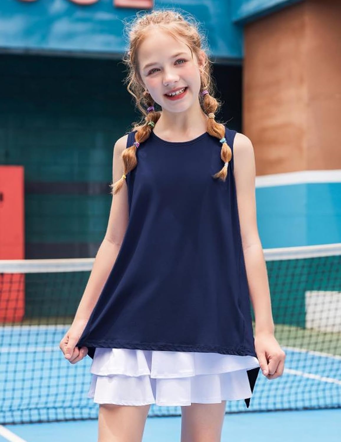 image:imageZaclotre Kid Girls Athletic Tank Tops Open Tie Back Sleeveless Workout Running Tennis Sports Shirts 514YearsNavy Blue