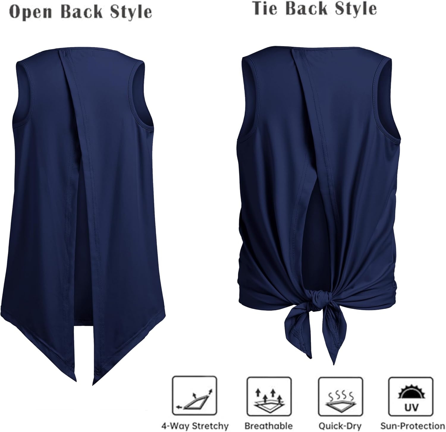 image:imageZaclotre Kid Girls Athletic Tank Tops Open Tie Back Sleeveless Workout Running Tennis Sports Shirts 514YearsNavy Blue
