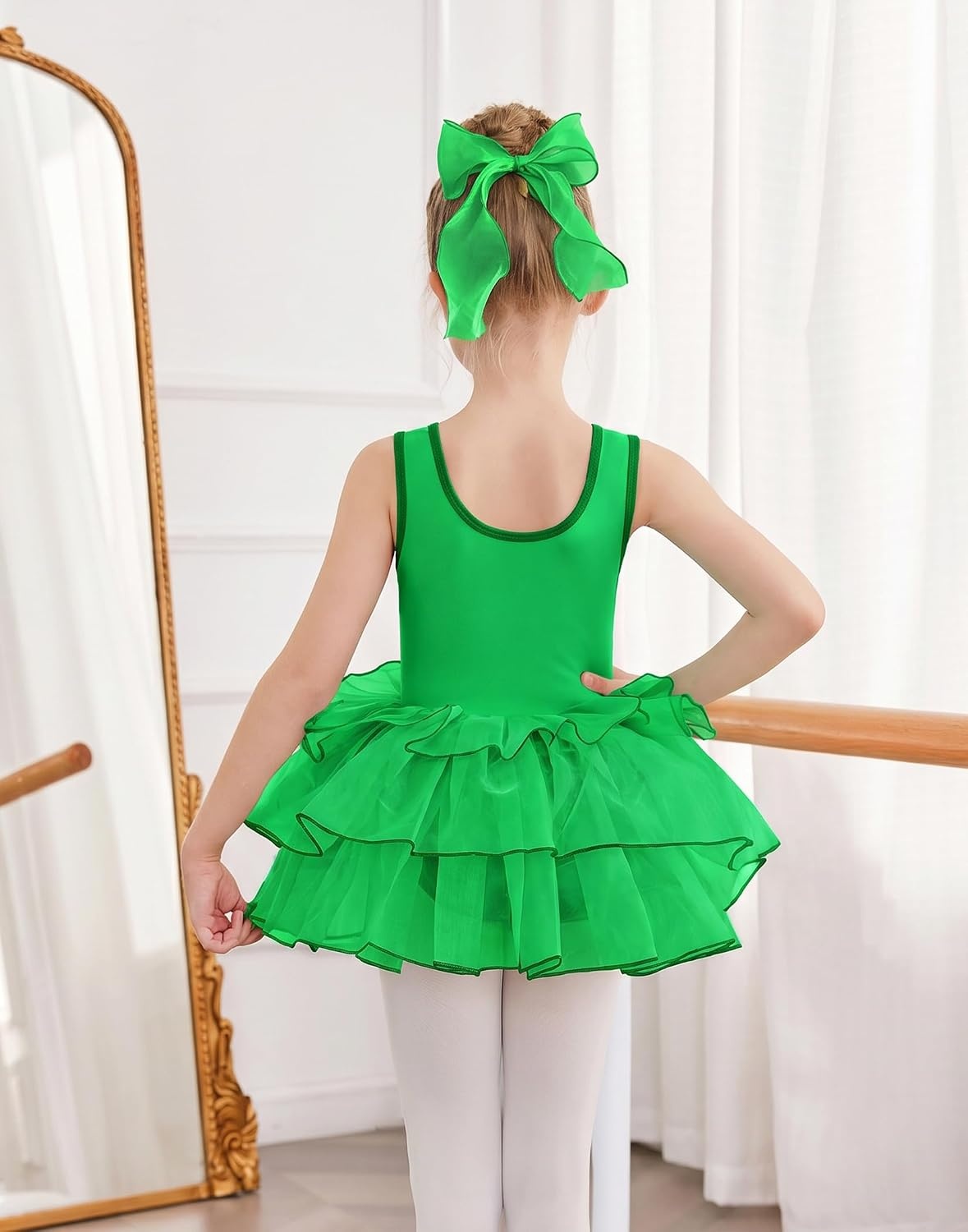 image:imageZaclotre Kids Sequin Ballet Leotards Sleevesless Mesh Tutu Dress Dance Ballerina OutfitsGreen