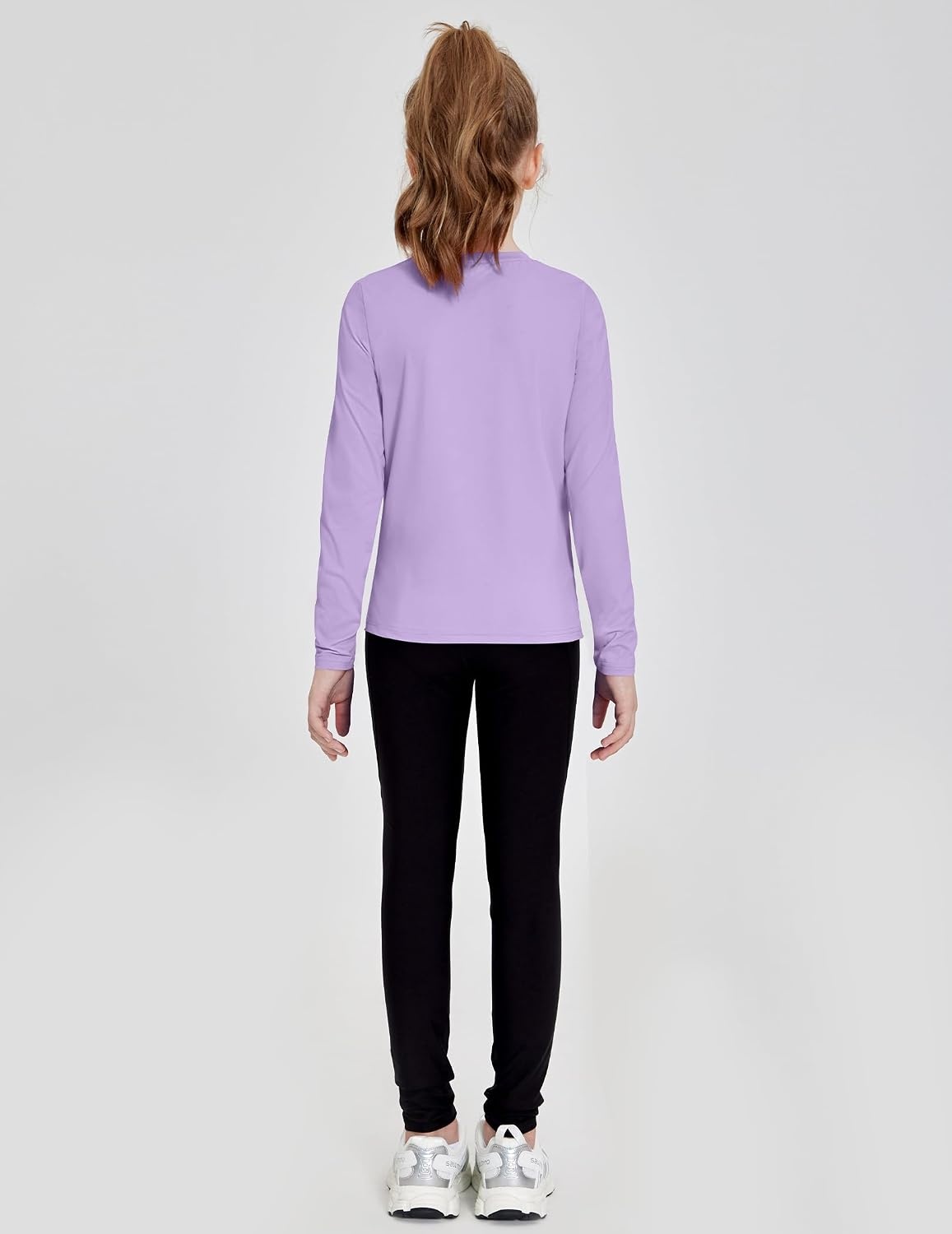 image:imageZaclotre Girls Athletic Long Sleeve Shirts with Zipper Pockets Performance fit for kids sports gym and outdoor activities Activewear tops Features breathability and moisture wickingPurple