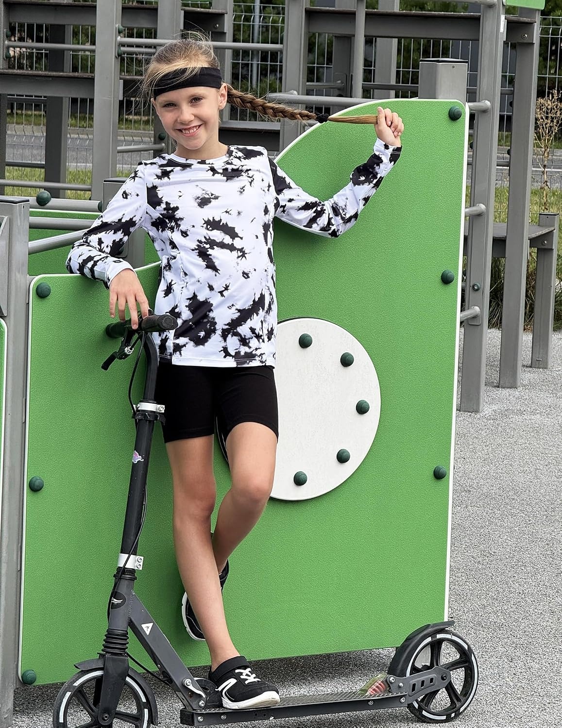 image:imageZaclotre Girls Athletic Long Sleeve Shirts with Zipper Pockets Performance fit for kids sports gym and outdoor activities Activewear tops Features breathability and moisture wickingTie Dye