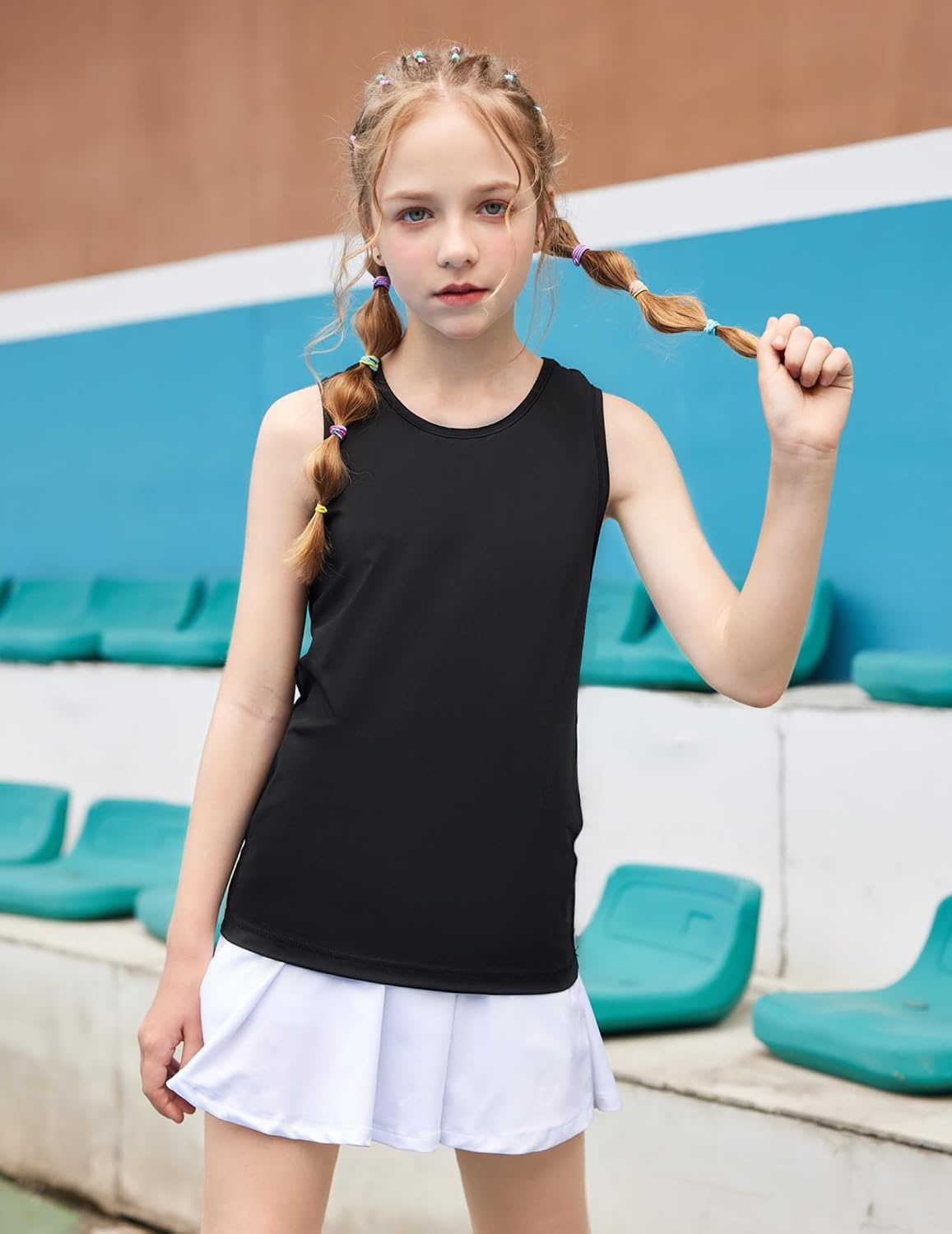 image:imageZaclotre Girls Cross Back Hollow Tank Tops for Sports Workout Racerback Sleeveless Athletic ShirtsBlack
