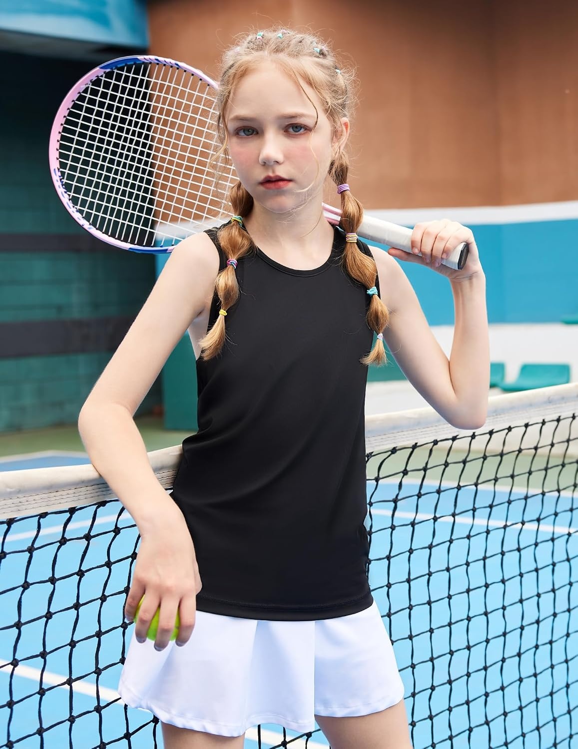 image:imageZaclotre Girls Cross Back Hollow Tank Tops for Sports Workout Racerback Sleeveless Athletic ShirtsBlack