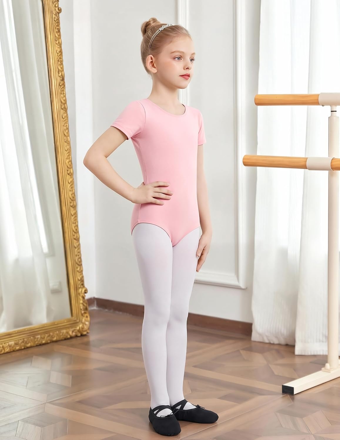 image:imageZaclotre Girls Gymnastics Leotards Crisscross Back Ballet Dance Outfits Team Basic LeotardClassic Short SleeveHollow BackHigh StretchPerfect FitSoft CottonBreathableBallerina CostumeBallet Pink